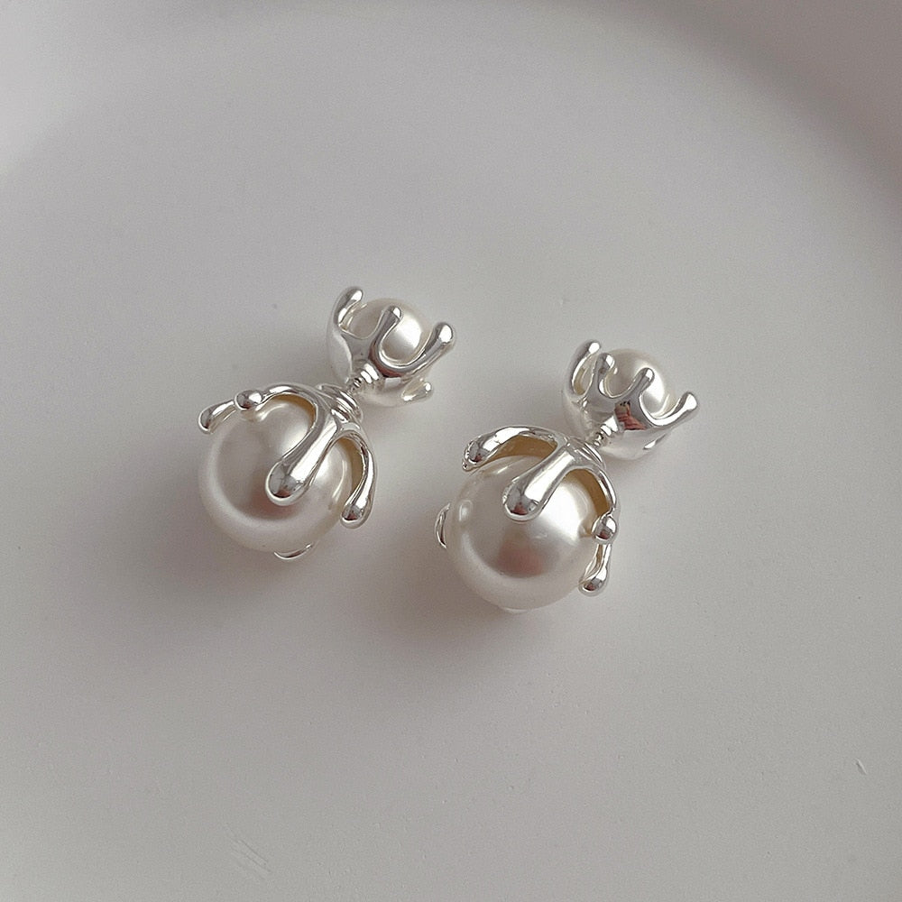 Bilandi Modern Jewelry High Quality Simulated Pearl Earrings 925 Silver Needle Back And Front Stud Earrings For Women Girl Gift