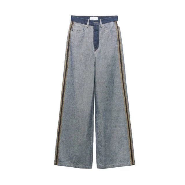 Autumn-Ready Women's High-Waisted Wide-Leg Jeans Reverse Design