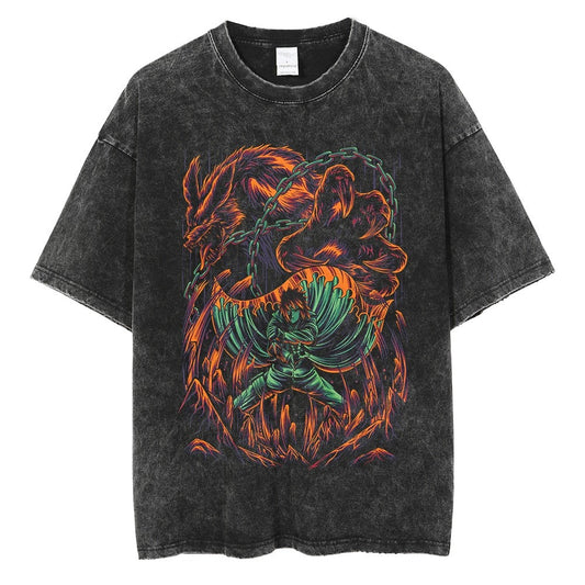 Retro Naruto Anime Short Sleeve Cotton T-Shirt for Fans