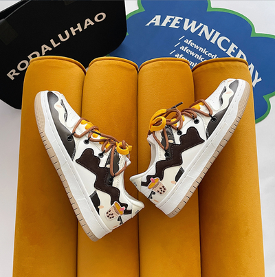 Couples Casual Low Top Skateboarding Shoes with Color Matching for Men and Women