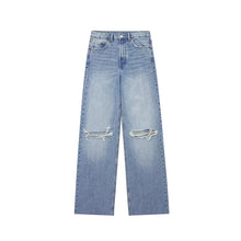Trendy Women's High-Waisted Wide Leg Denim Jeans Distressed