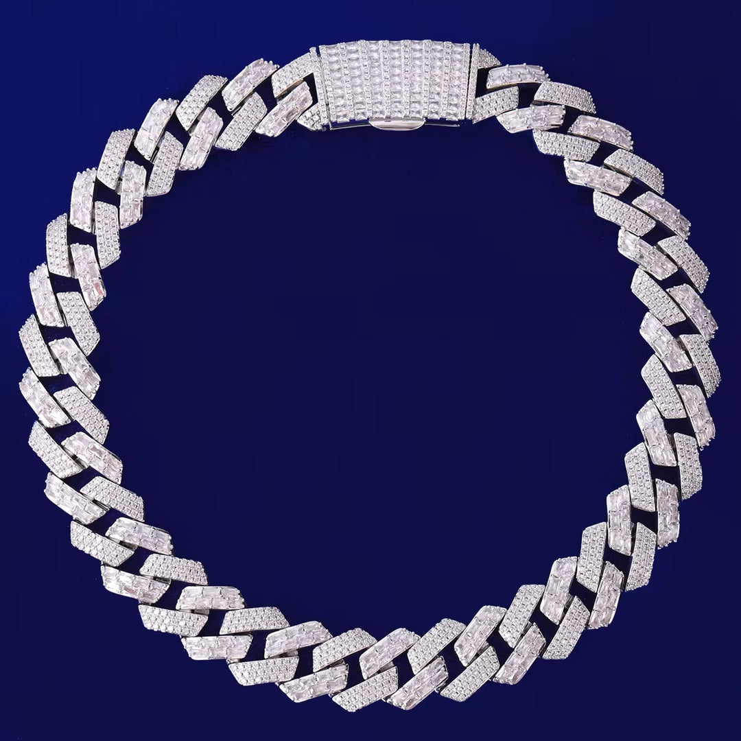 Iced Out 20MM Cuban Link Choker Necklace for Men with Prong Set Cubic Zirconia