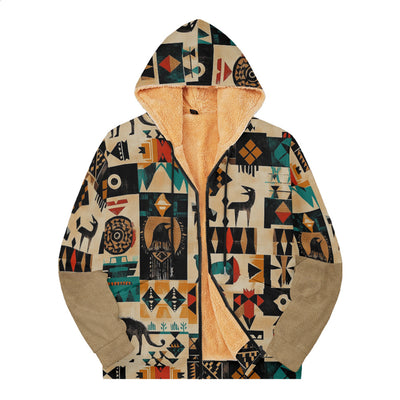 Men's Trendy Hooded Winter Jacket with 3D Plaid Pattern