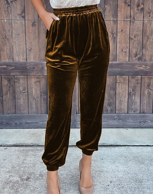 Chic Korean Velvet Women's Straight Leg Lounge Trousers