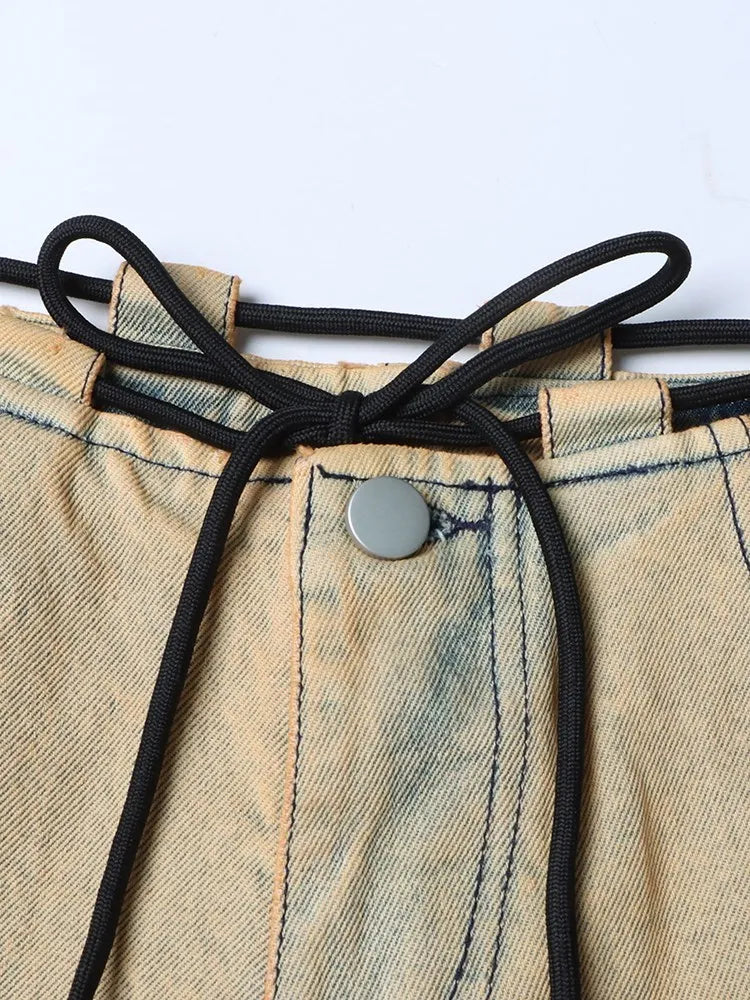 Vintage-Inspired High-Waist Wide Leg Denim Pants for Women