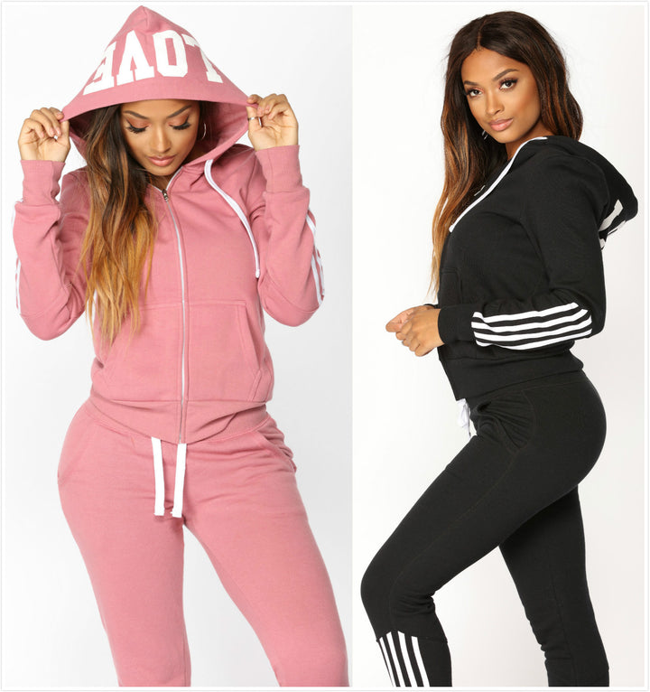 Women's 2-Piece Tracksuit Set - Stylish Crop Hoodie and Comfortable Pants for Casual Wear