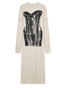 Vintage Elegance Apricot Print Women's Dress for All Occasions