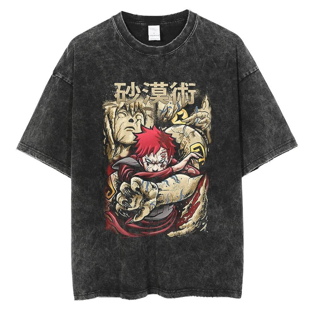 Naruto Vintage Washed Cotton Tee - Harajuku Style Ninja Apparel