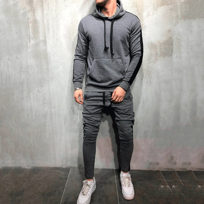 Men's Stylish 2-Piece Casual Tracksuit with Stripe Design Set