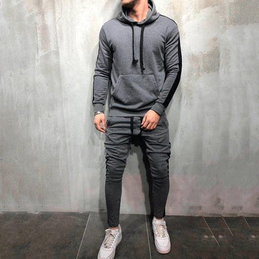Men's Stylish 2-Piece Casual Tracksuit with Stripe Design Set