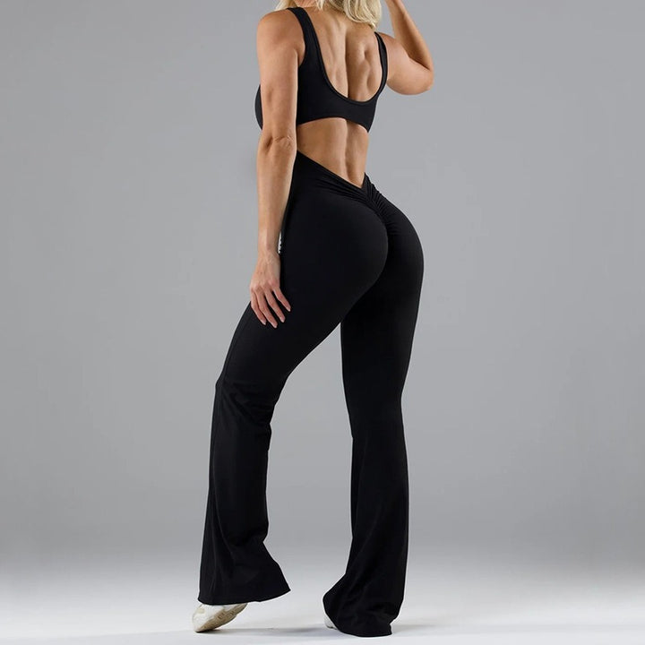 Fashionable Seamless Athletic Jumpsuit with Breathable Hollow Cutouts for Women