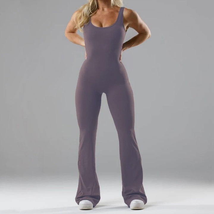 Fashionable Seamless Athletic Jumpsuit with Breathable Hollow Cutouts for Women