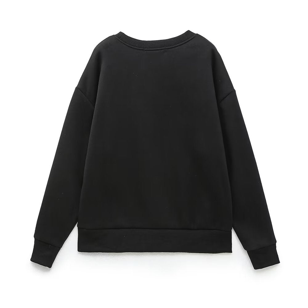 Chic Abstract Embroidered Fleece Hoodie for Women Zevity