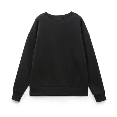 Chic Abstract Embroidered Fleece Hoodie for Women Zevity