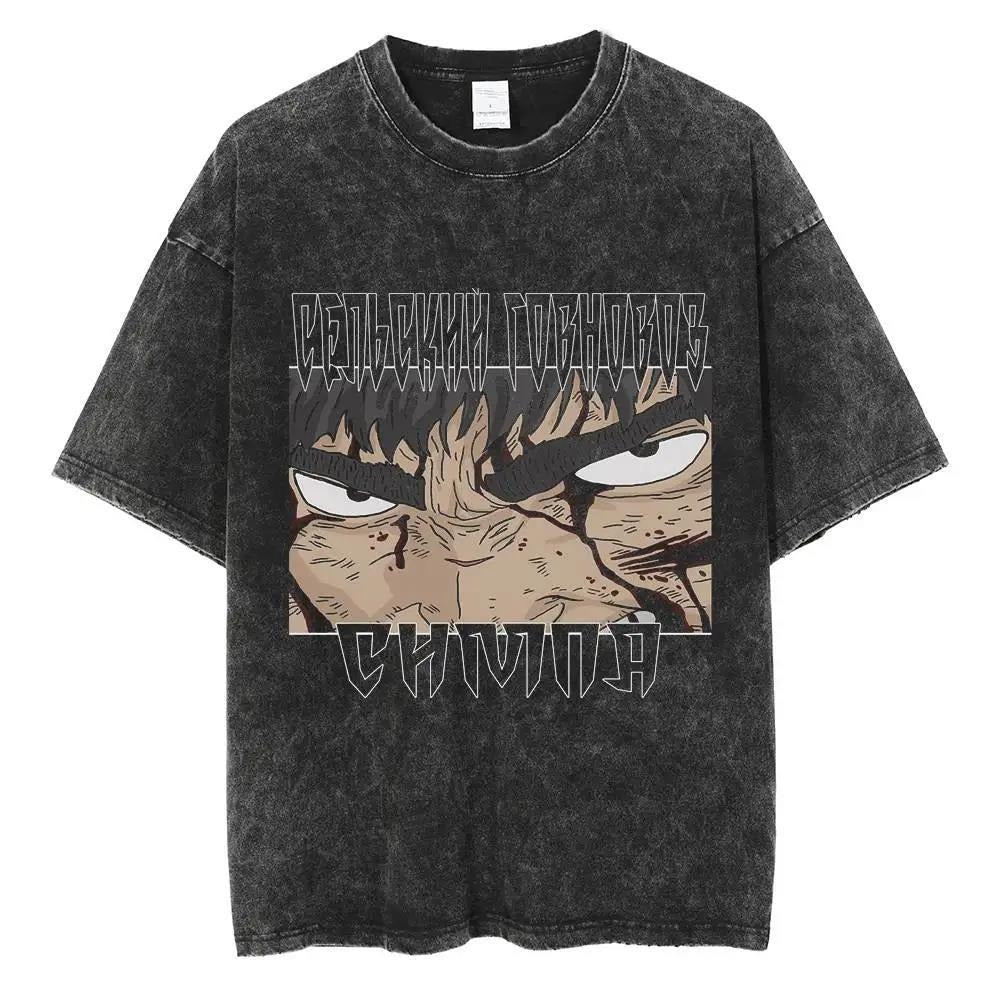 Vintage Washed Black Streetwear Tee for Men Stylish Fit