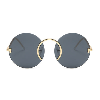 Punk style sunglasses glasses European and American round frame rimless sunglasses