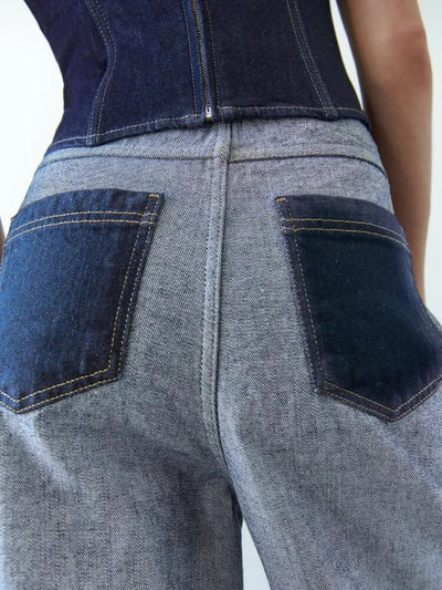 Autumn-Ready Women's High-Waisted Wide-Leg Jeans Reverse Design