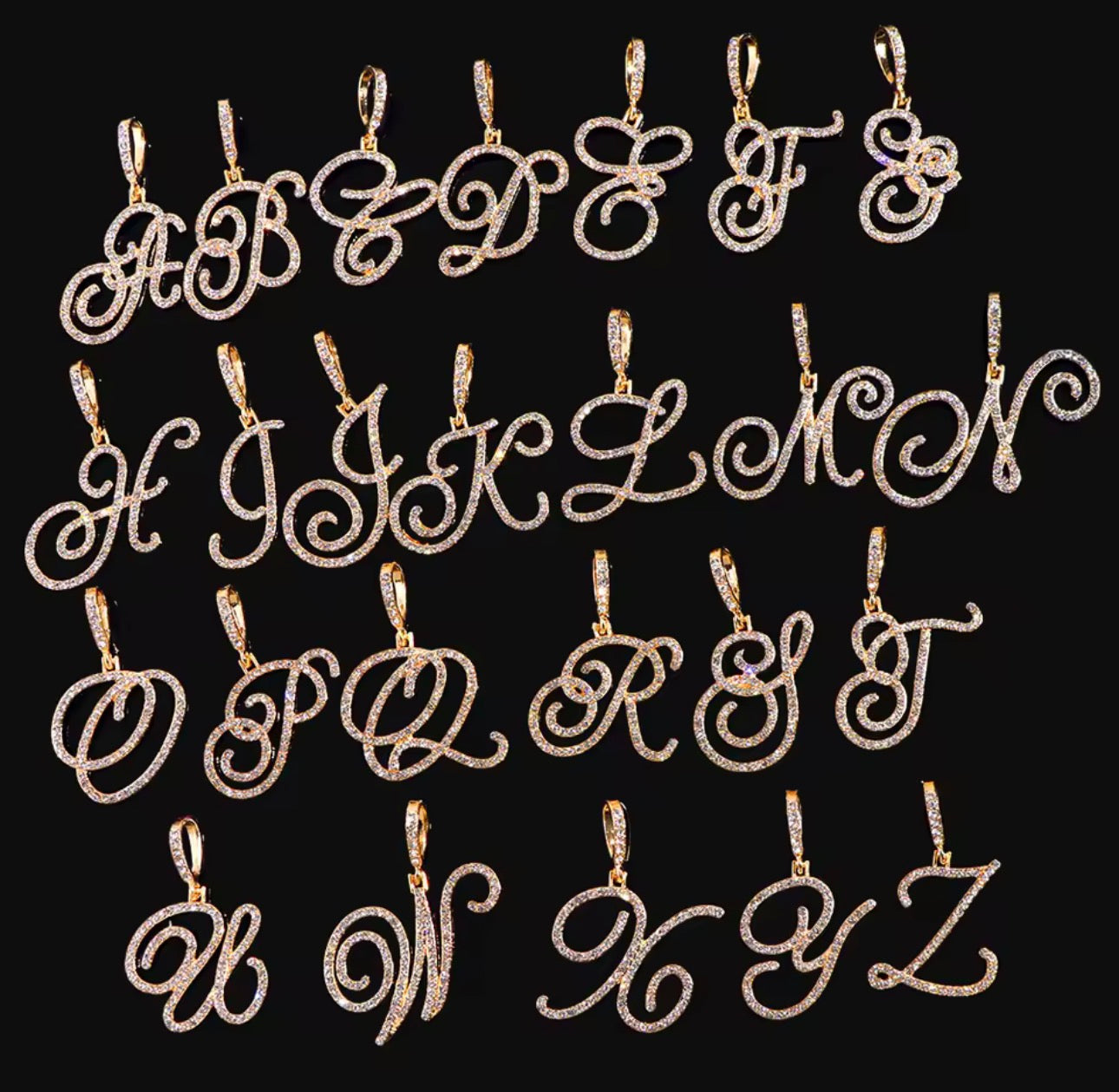 Bling Crystal Necklace Initial Chain With Custom Letter Pendant Jewelry Gift For Her