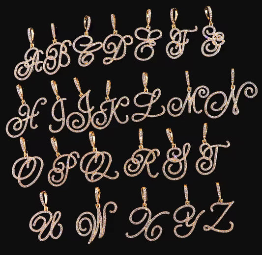 Bling Crystal Necklace Initial Chain With Custom Letter Pendant Jewelry Gift For Her