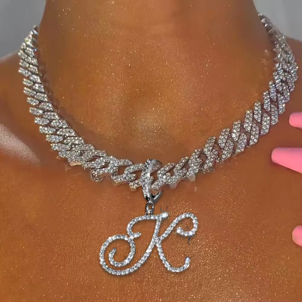 Cuban Heart Initial Jewelry Set