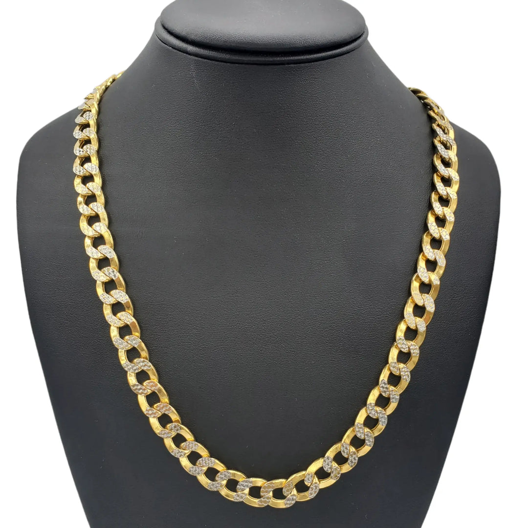 10K Gold- Hollow Cuban Link Diamond Cut (Pave) Chain
