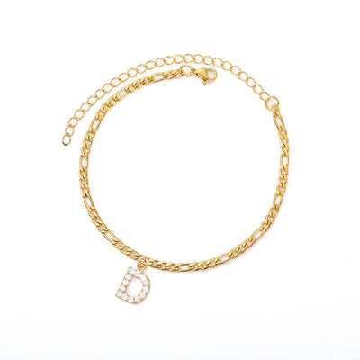 A Z Initial Letter Anklets For Women Stainless Steel Gold Alphabet Cuban Link Anklet Bracelet Boho Jewelry Gift