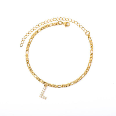 A Z Initial Letter Anklets For Women Stainless Steel Gold Alphabet Cuban Link Anklet Bracelet Boho Jewelry Gift