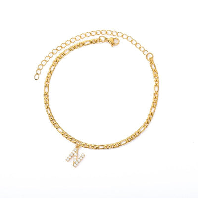 A Z Initial Letter Anklets For Women Stainless Steel Gold Alphabet Cuban Link Anklet Bracelet Boho Jewelry Gift