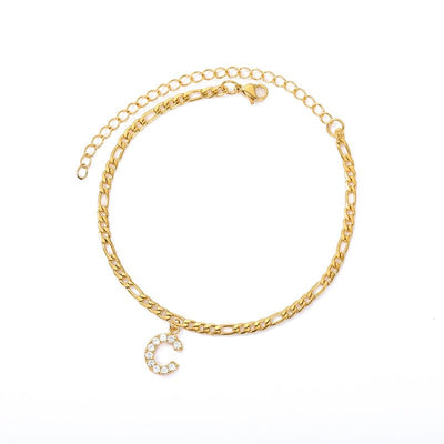 A Z Initial Letter Anklets For Women Stainless Steel Gold Alphabet Cuban Link Anklet Bracelet Boho Jewelry Gift
