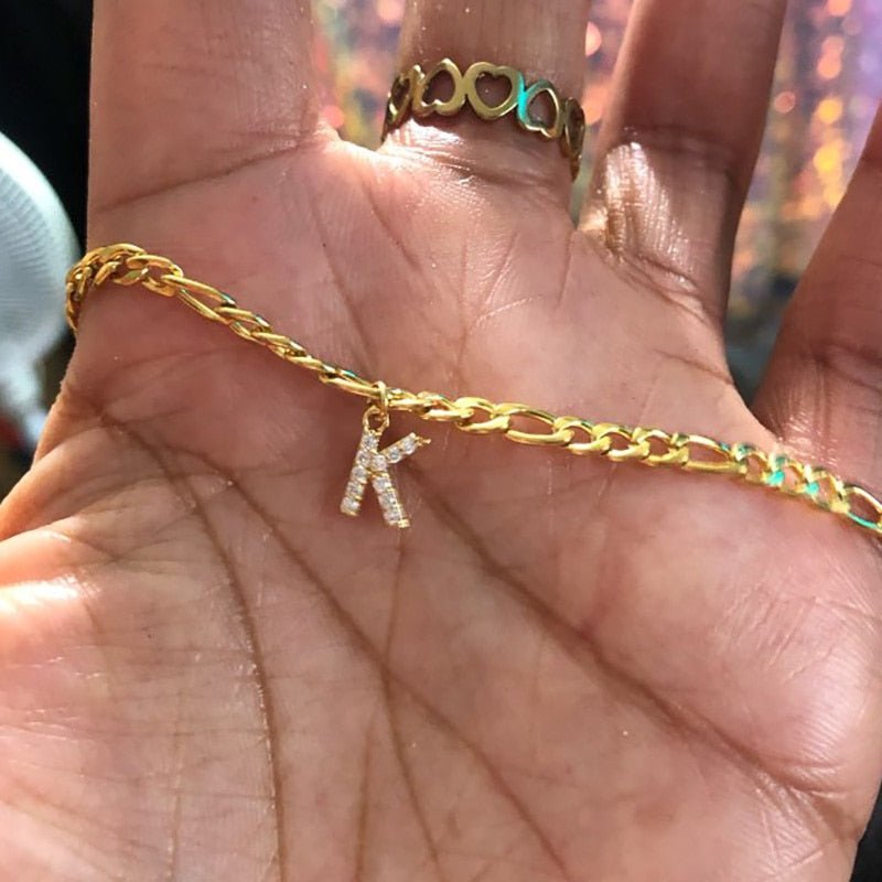 A Z Initial Letter Anklets For Women Stainless Steel Gold Alphabet Cuban Link Anklet Bracelet Boho Jewelry Gift