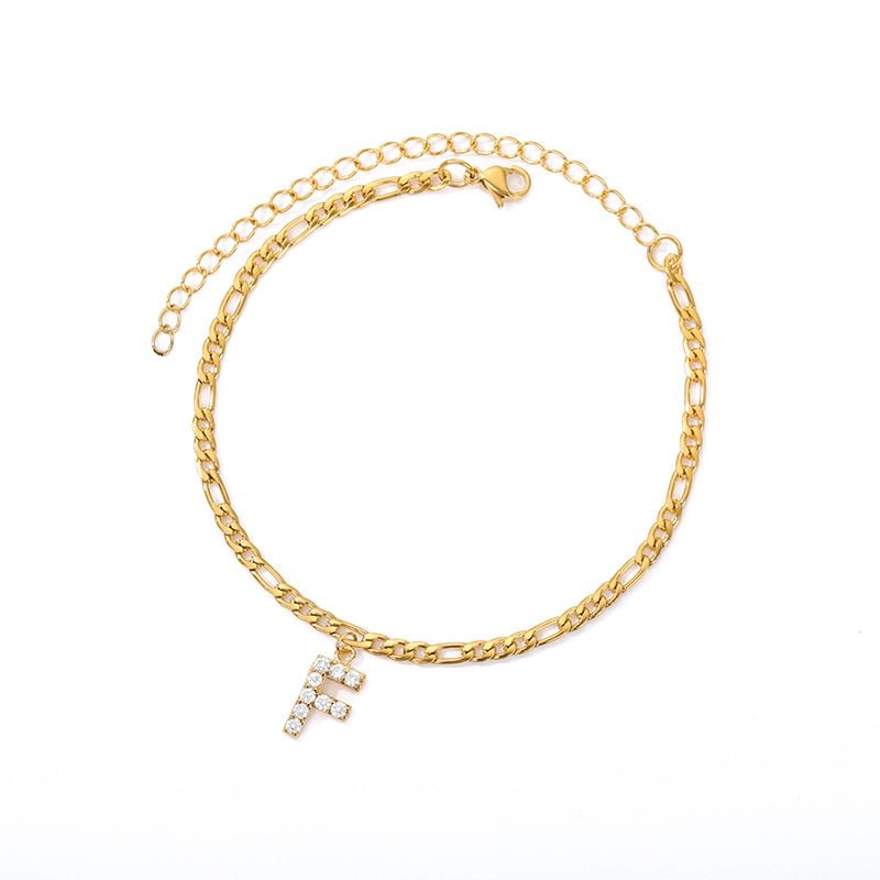 A Z Initial Letter Anklets For Women Stainless Steel Gold Alphabet Cuban Link Anklet Bracelet Boho Jewelry Gift