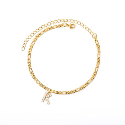 A Z Initial Letter Anklets For Women Stainless Steel Gold Alphabet Cuban Link Anklet Bracelet Boho Jewelry Gift