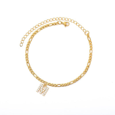 A Z Initial Letter Anklets For Women Stainless Steel Gold Alphabet Cuban Link Anklet Bracelet Boho Jewelry Gift