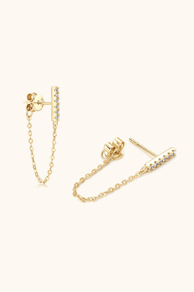 Moissanite 925 Sterling Silver Connected Earrings for Elegance