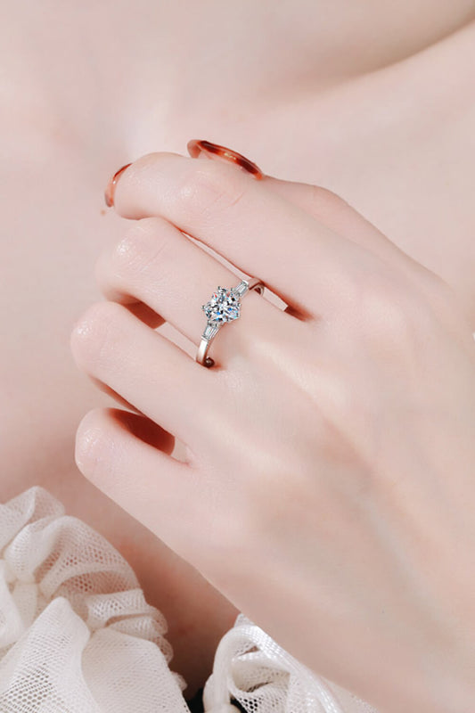 1.2 Carat Moissanite Heart Ring in Sterling Silver Design