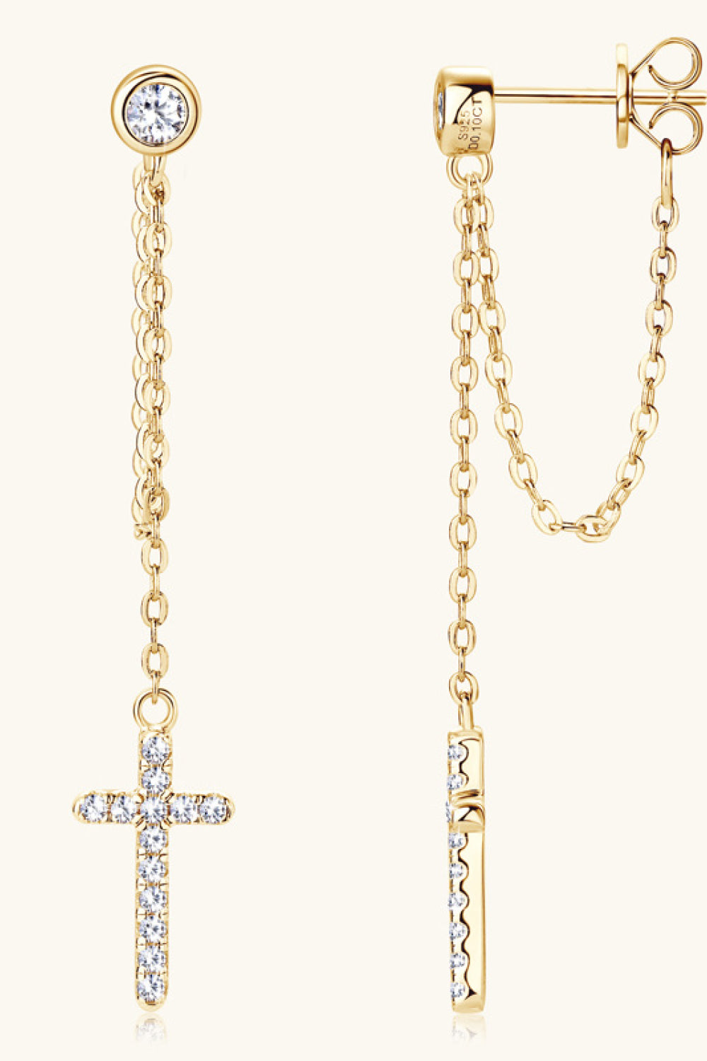 Moissanite 925 Sterling Silver Cross Earrings for Women
