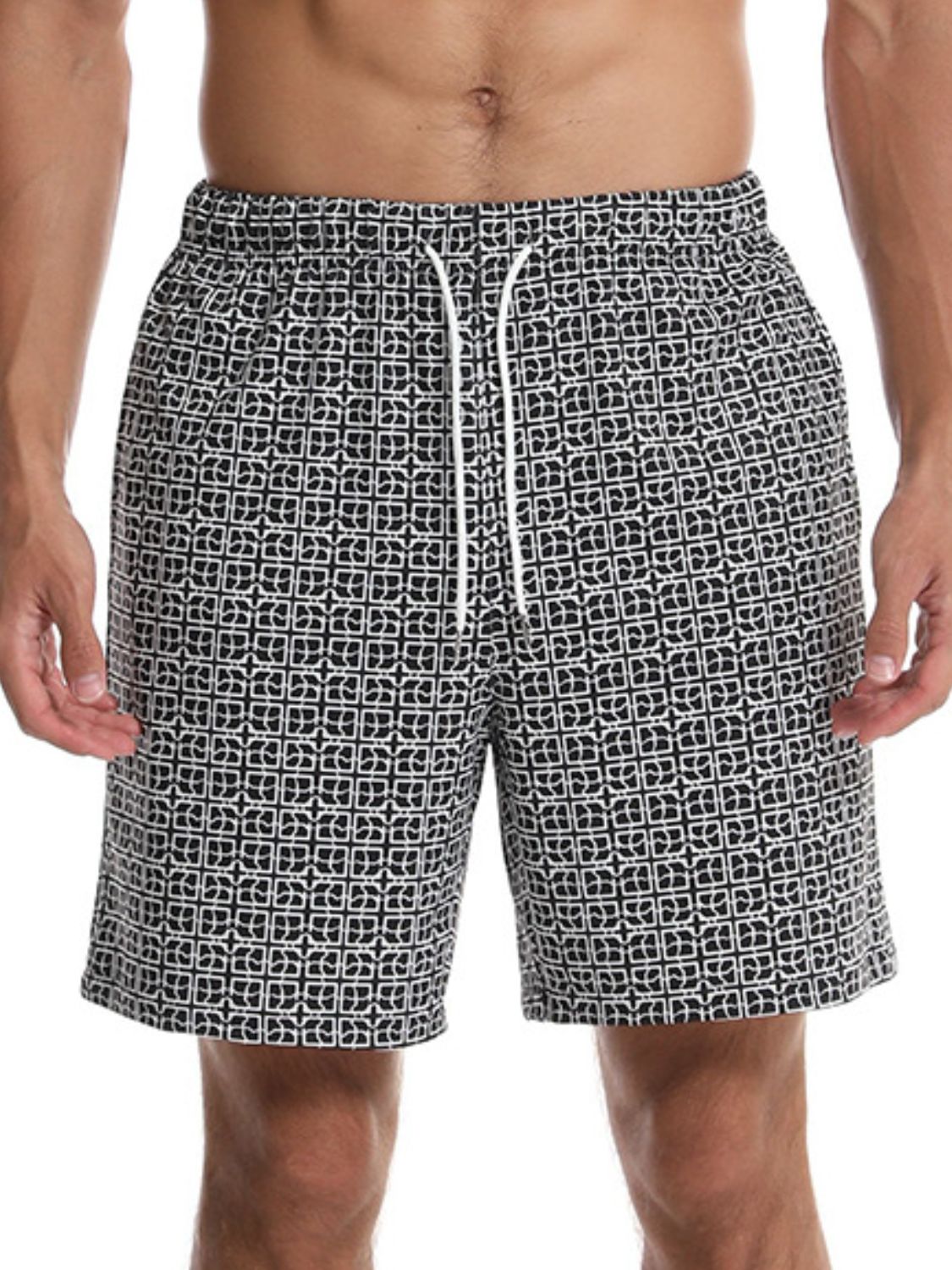 Stylish Men's Drawstring Printed Shorts with Pockets