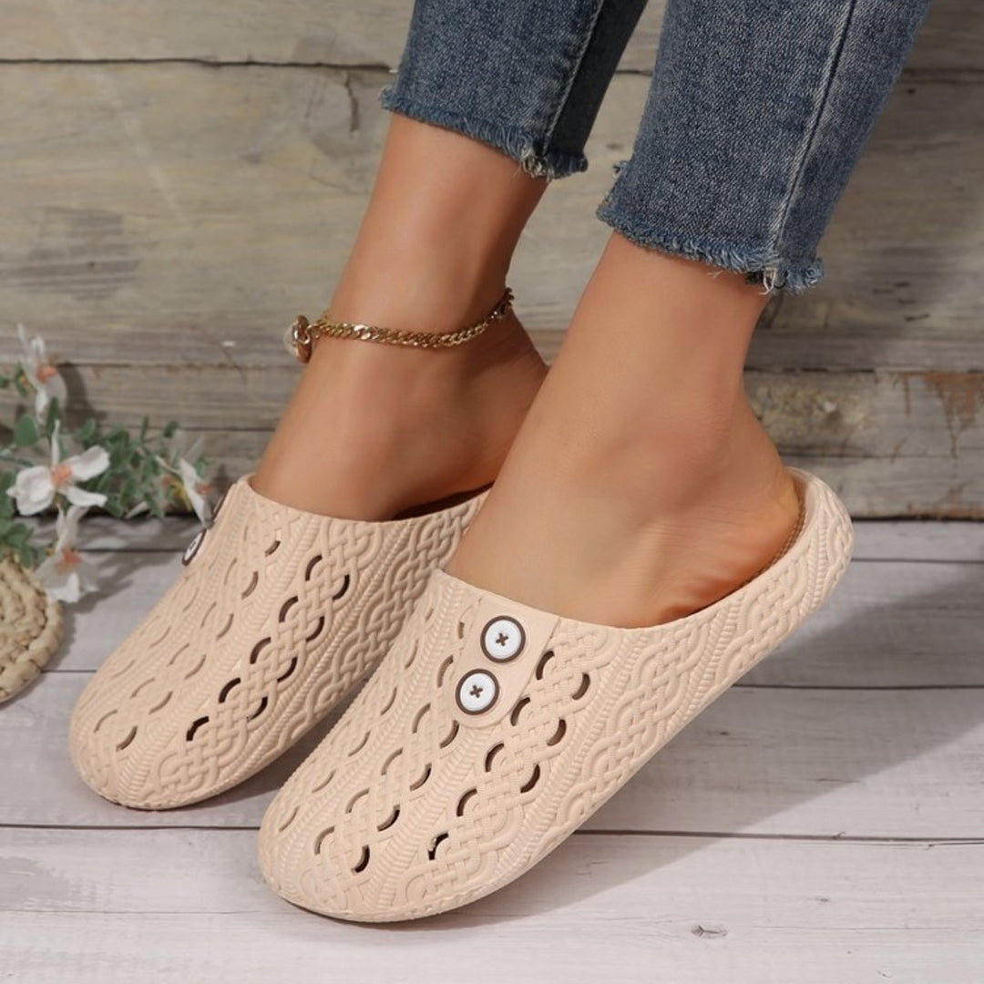 Round Toe PVC Flat Sandals