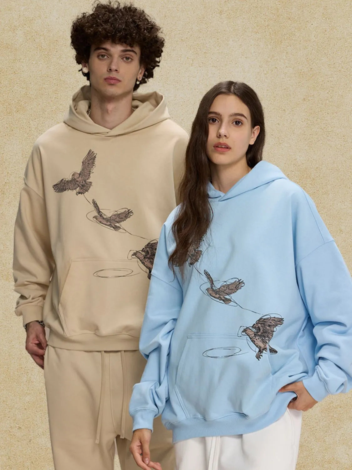 Men's Graphic Long Sleeve Hoodie with Kangaroo Pocket Style