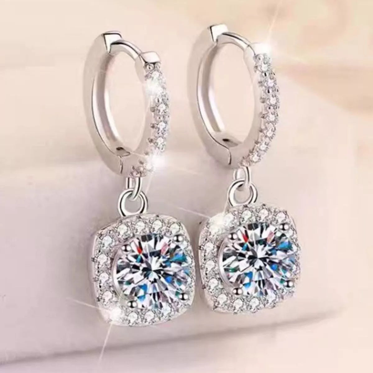 1 Carat Moissanite 925 Sterling Silver Drop Earrings
