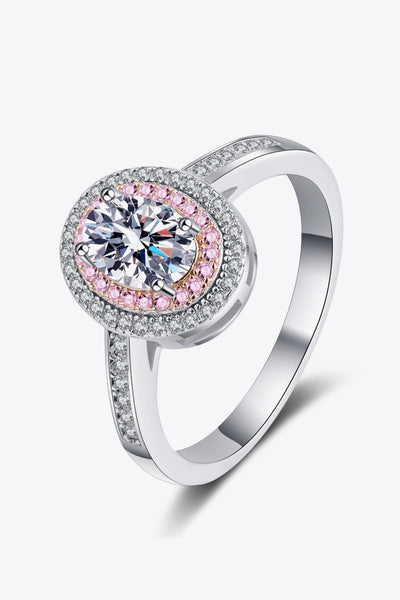 1 Carat Moissanite 925 Sterling Silver Halo Engagement Ring