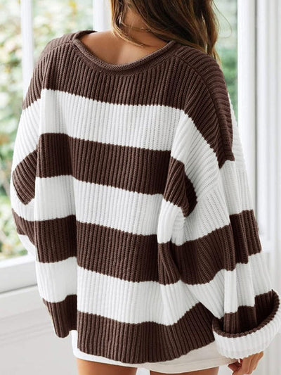Round Neck Long Sleeve Sweater for Women Casual Style