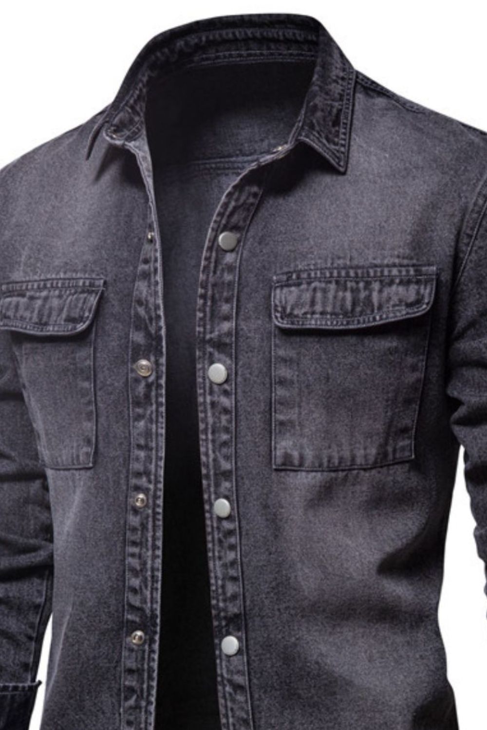 Men's Button Down Chest Pocket Denim Jacket for Men Classic