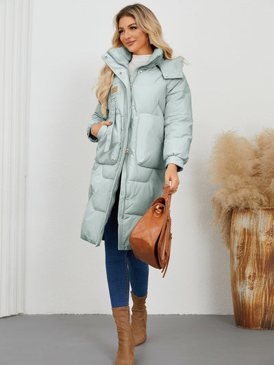 Long Sleeve Longline Hooded Winter Coat for Women Stylish