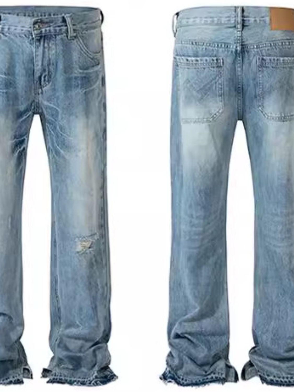 Men's Distressed Raw Hem Jeans for Stylish Casual Wear