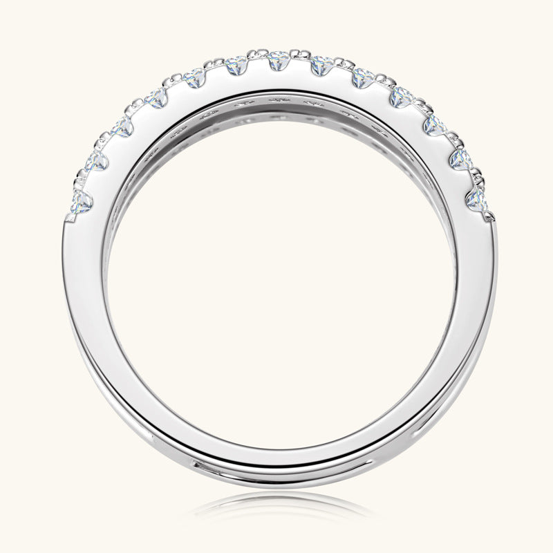 Luxurious 925 Sterling Silver Moissanite Double Layered Ring For Women Fine Jewelry Gift