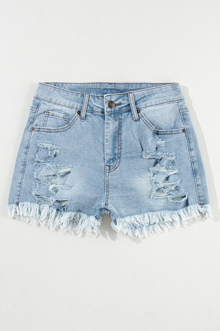 Rebellious Raw Hem Distressed Denim Shorts