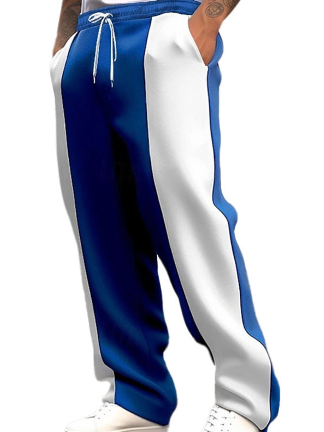 Men's Full Size Drawstring Contrast Pants Plus Size Fashion