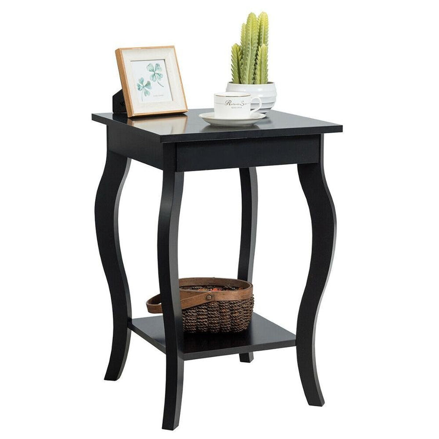 Accent Side Table Sofa End Table Nightstand Coffee Table w/ Storage Shelf Black - Ruth Envision