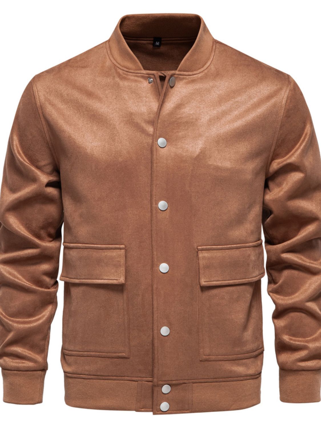 Men's Baseball Collar Snap Down Jacket for Casual Wear